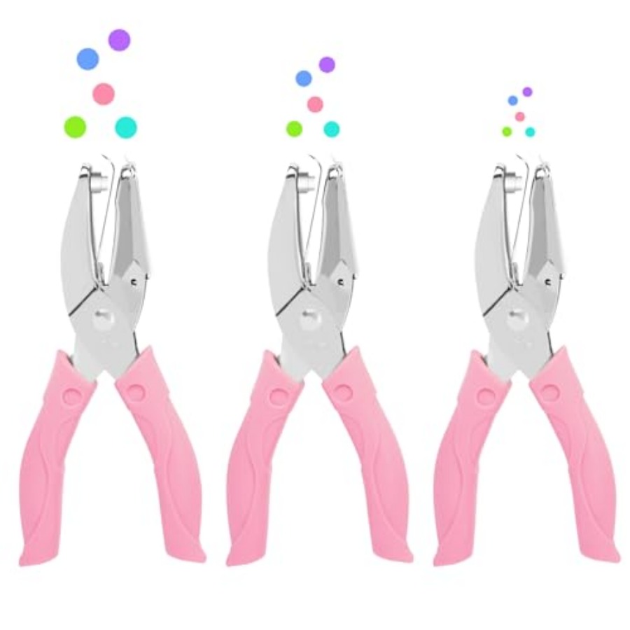 Paper Punch 3 Hole - 3 Pack Metal Handheld Small Hole