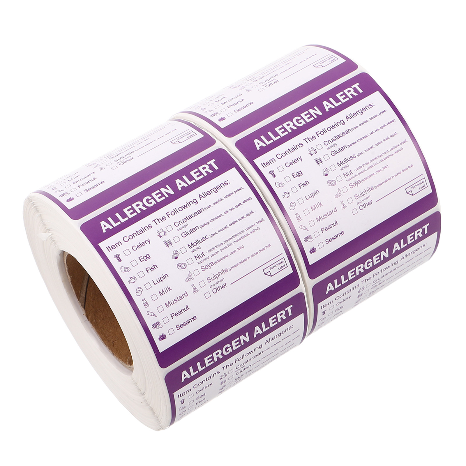 Sticker Label Roll - 2 Rolls 2 Inch Allergen Safety