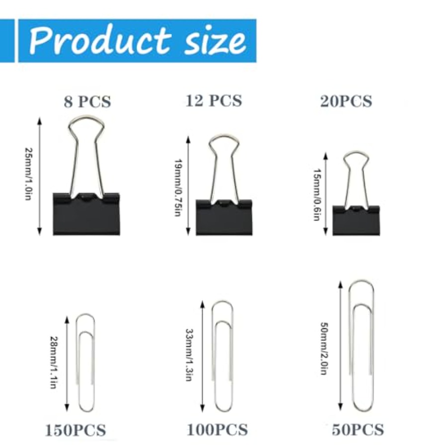 340 PCS Paper Clips and Binder - Binder Clip Assorted บทวิจารณ์และราคา