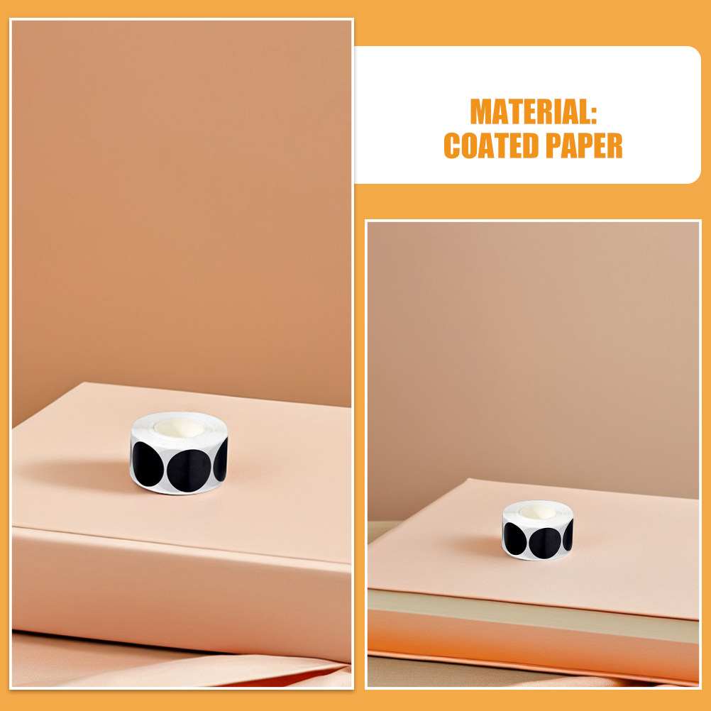 4 Rolls Black Round Blank Adhe - Sticker Label Roll บทวิจารณ์และราคา