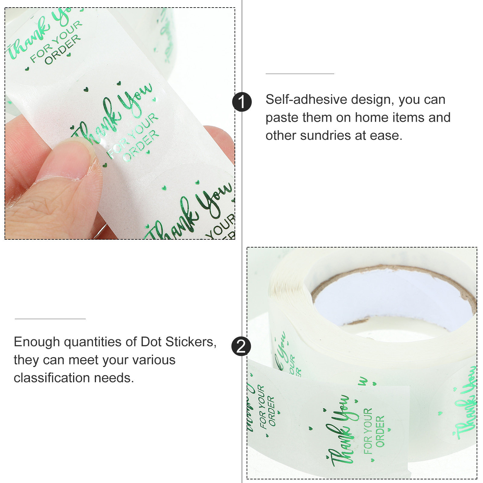 2 Rolls Transparent Circle Sti - Sticker Label Roll บทวิจารณ์และราคา