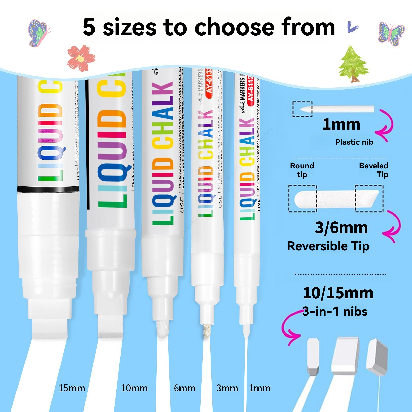 5pcs/set White Chalk Markers L - Whiteboard Marker Set บทวิจารณ์และราคา