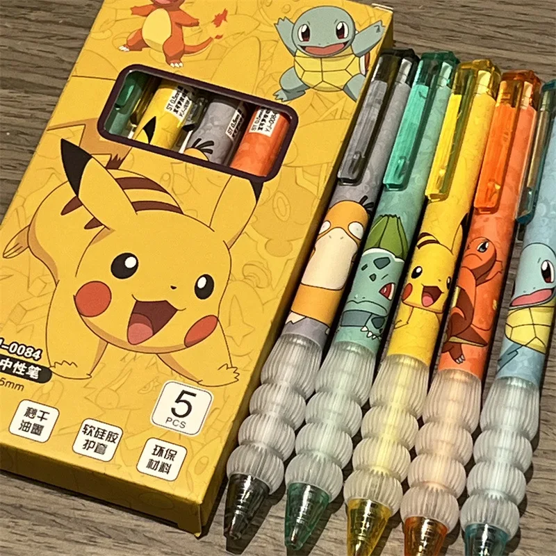 5pcs Pikachu Gel Pen Set Pokem - Gel Ink Pen Set บทวิจารณ์และราคา