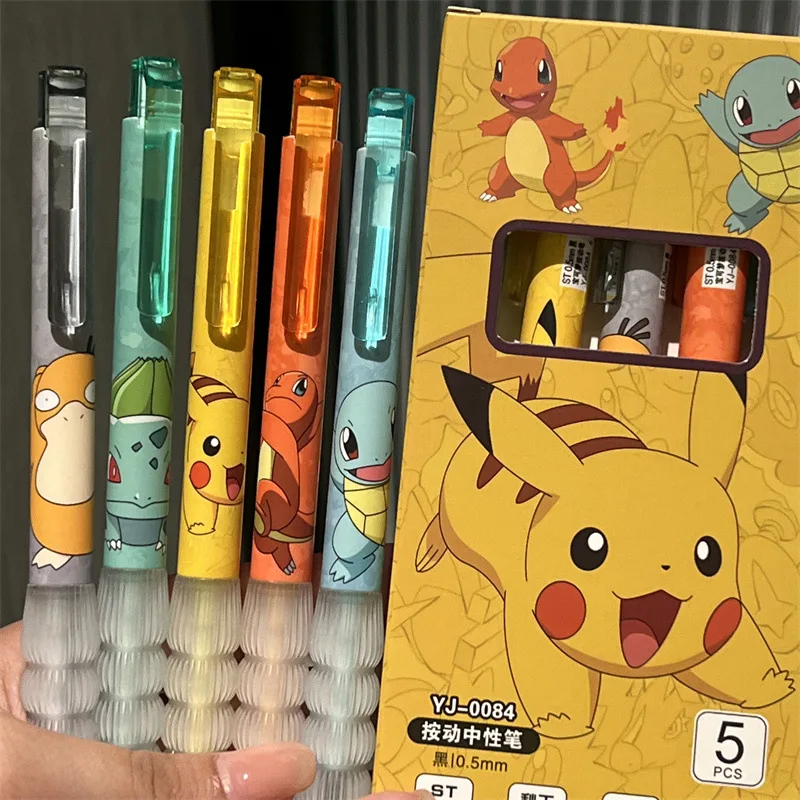 5pcs Pikachu Gel Pen Set Pokem - Gel Ink Pen Set บทวิจารณ์และราคา