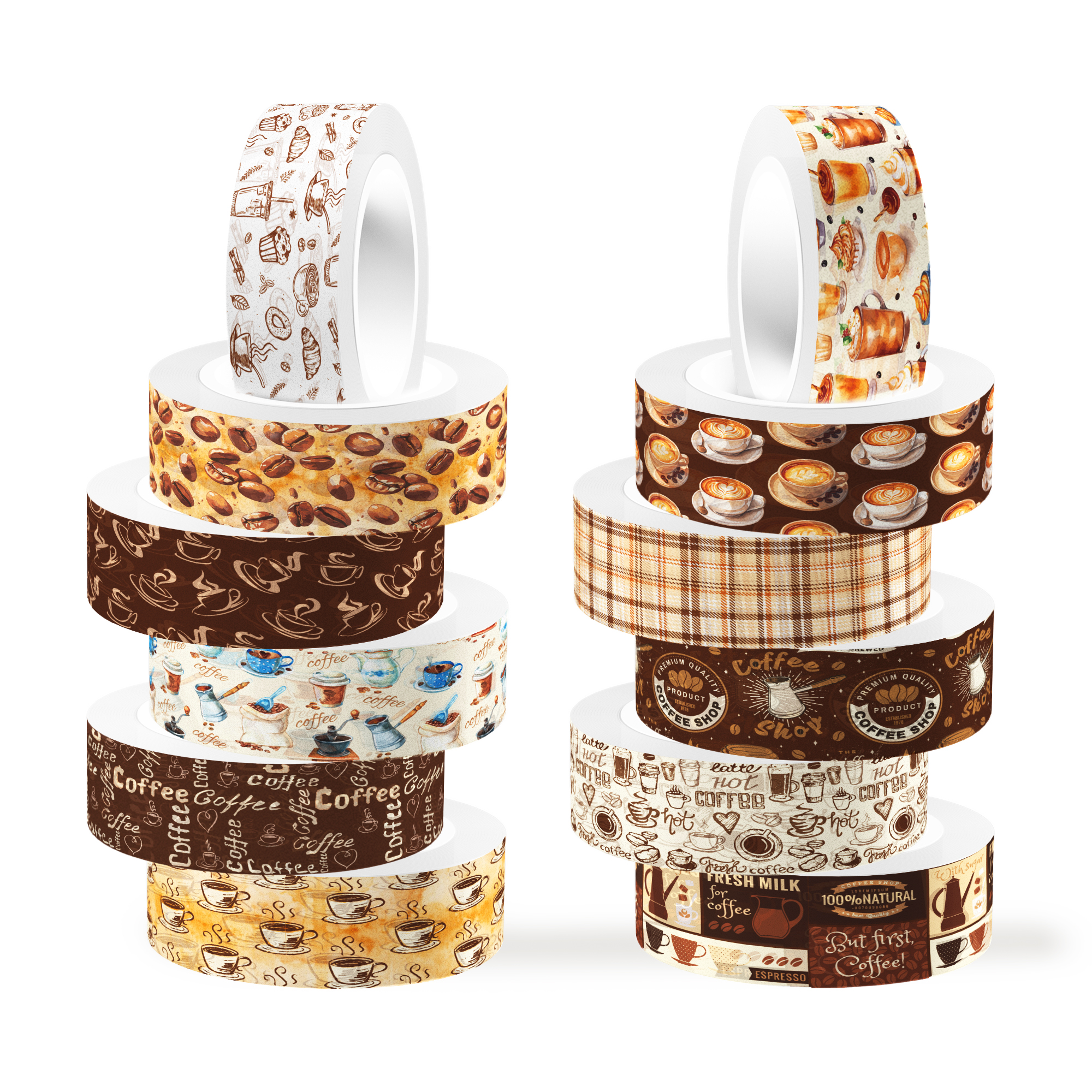 Vintage Coffee Pattern Washi T - Washi Tape Set บทวิจารณ์และราคา
