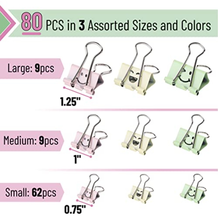 - Cute Binder Clips, 80 pcs, A - Binder Clip Assorted บทวิจารณ์และราคา