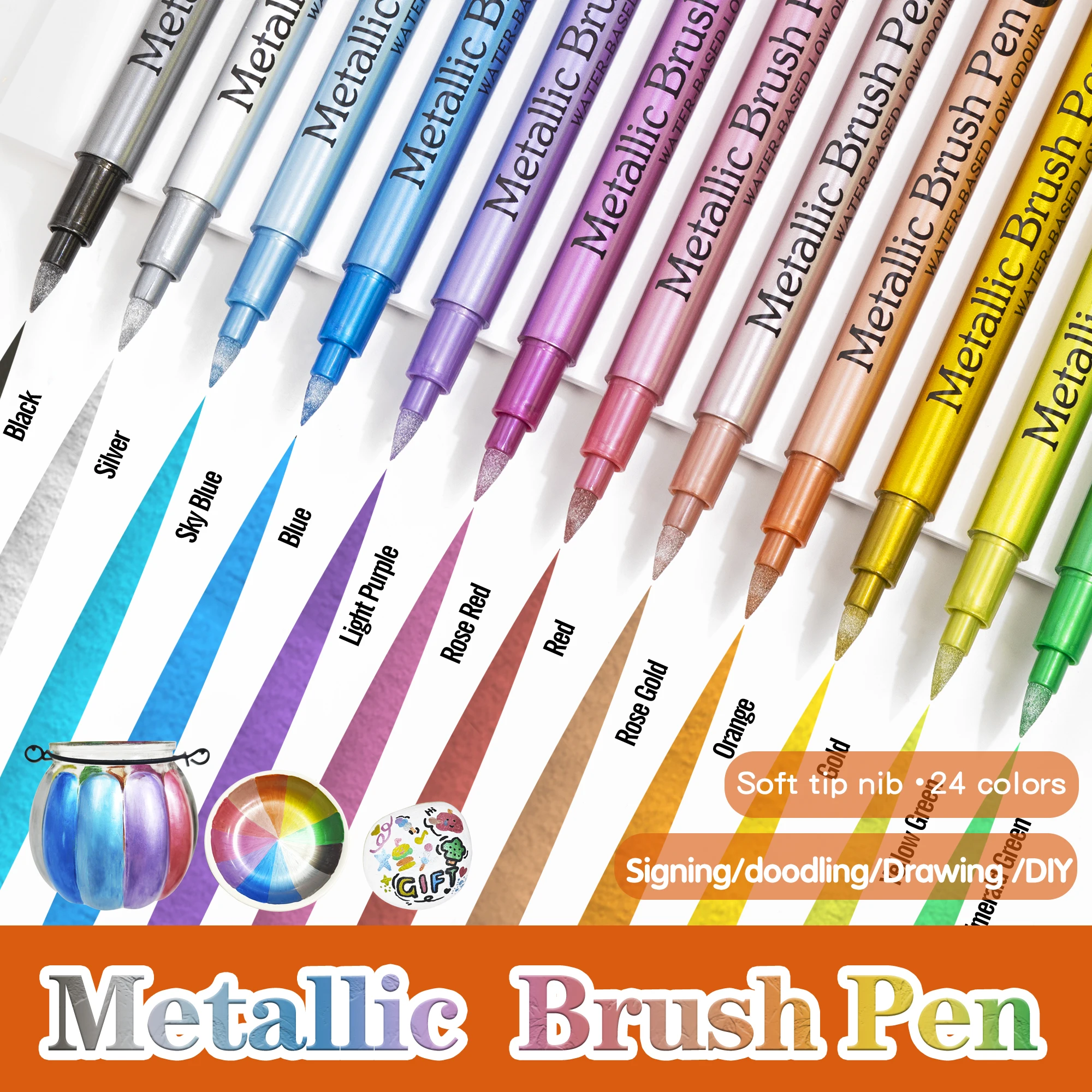 24 Colors Metallic Acrylic Pai - Whiteboard Marker Set บทวิจารณ์และราคา