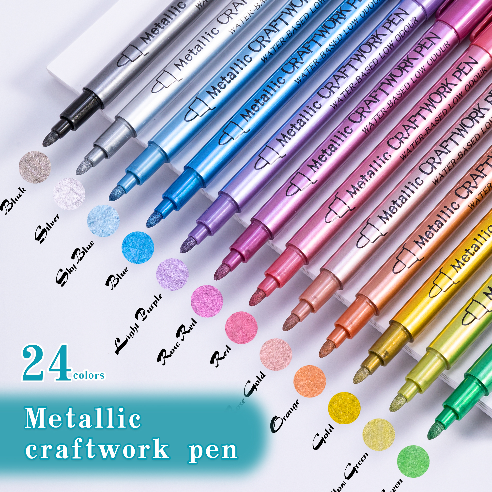 24 Colors Metallic Acrylic Pai - Whiteboard Marker Set บทวิจารณ์และราคา