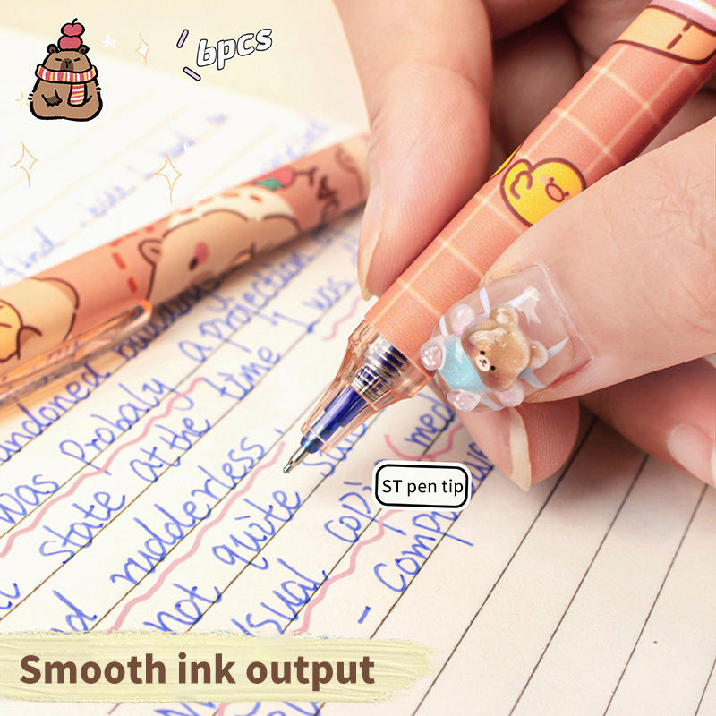 6Pcs Lovely Black and Blue Gel - Gel Ink Pen Set บทวิจารณ์และราคา