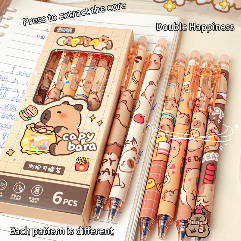 6Pcs Lovely Black and Blue Gel - Gel Ink Pen Set บทวิจารณ์และราคา
