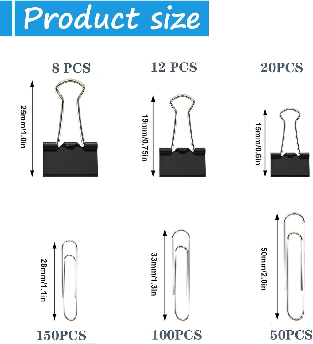 340 PCS Paper Clips and Binder - Binder Clip Assorted บทวิจารณ์และราคา