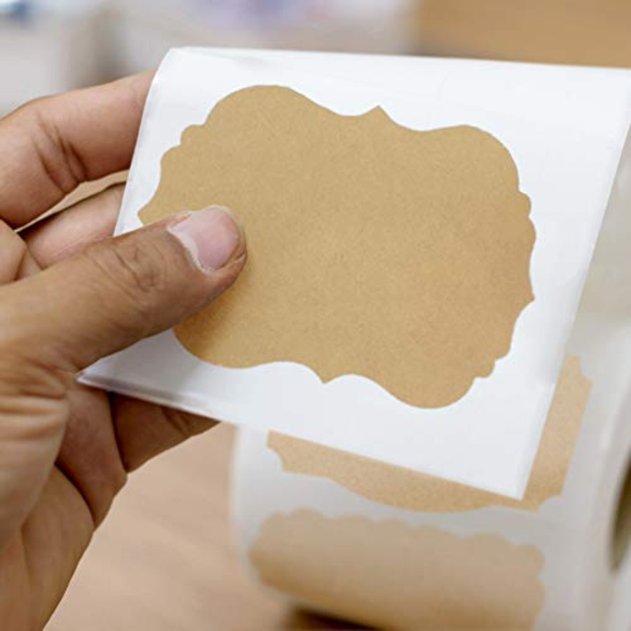 Scalloped Kraft Paper Labels B - Sticker Label Roll บทวิจารณ์และราคา