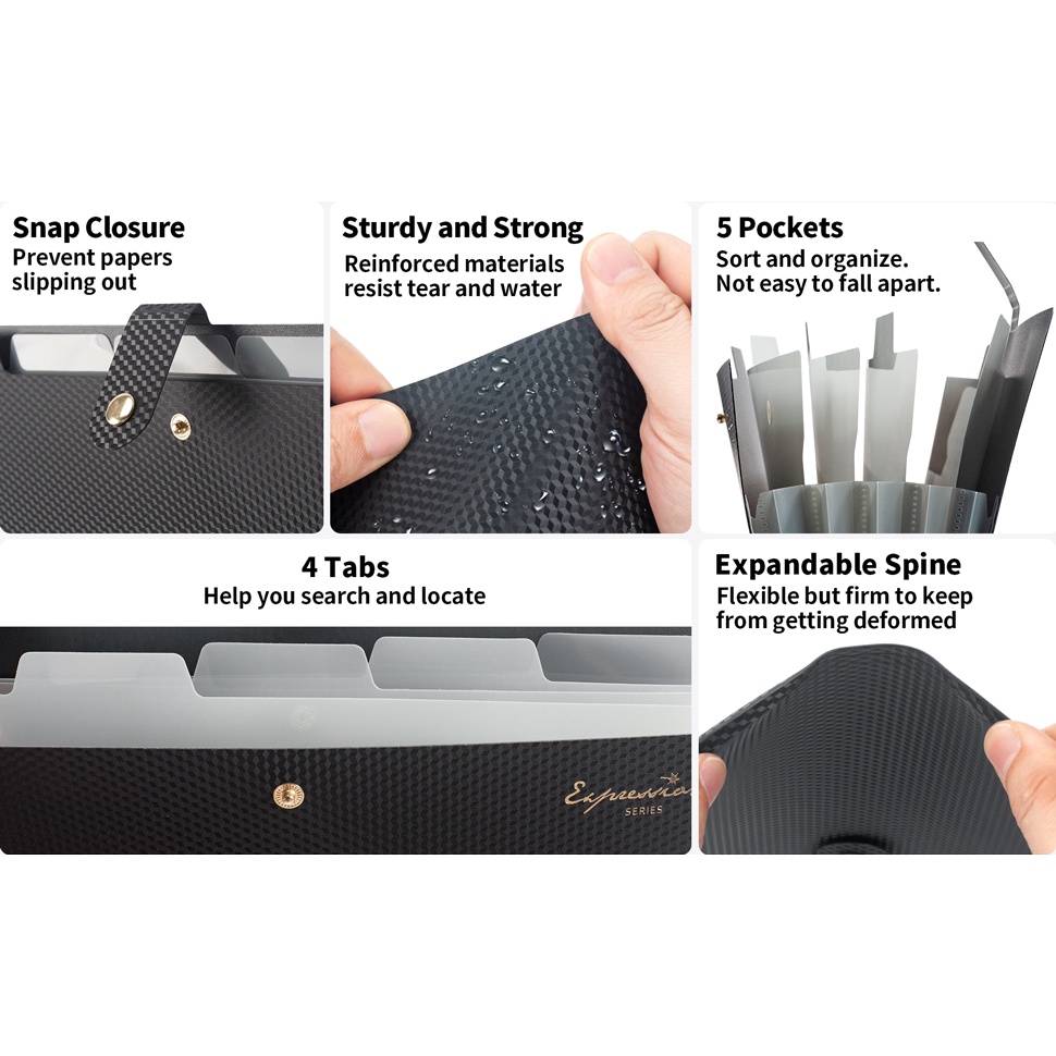 Expanding File Folder,5 Pocket - Portfolio Folder Zip บทวิจารณ์และราคา