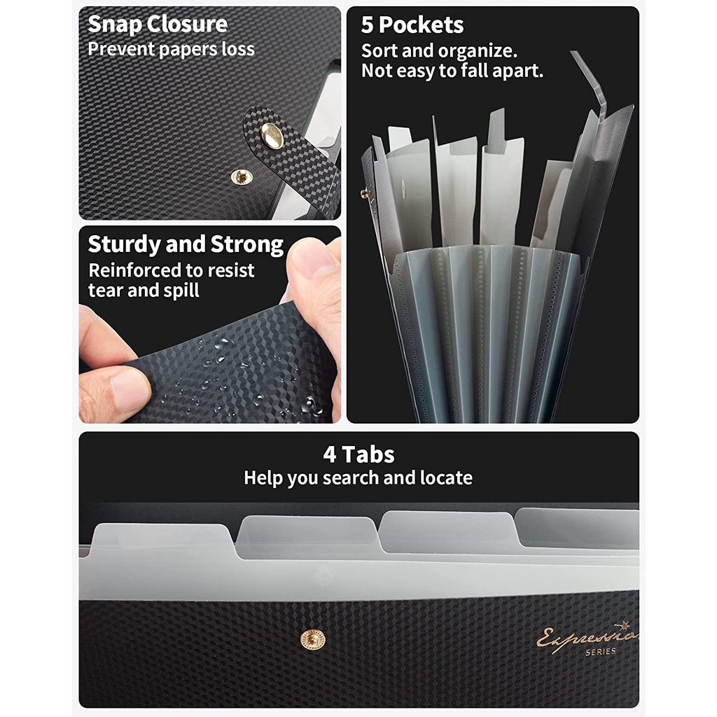 Expanding File Folder,5 Pocket - Portfolio Folder Zip บทวิจารณ์และราคา