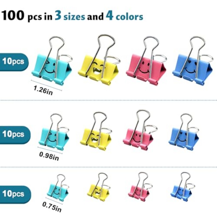 100 Pack Binder Clips Paper Cl - Binder Clip Assorted บทวิจารณ์และราคา