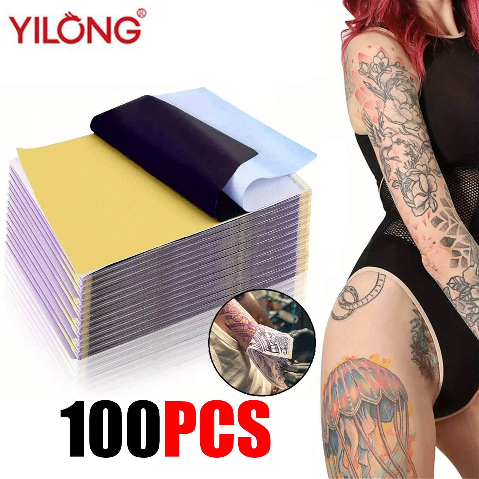 100PCS Professional Tattoo Tra - Carbon Copy Book บทวิจารณ์และราคา