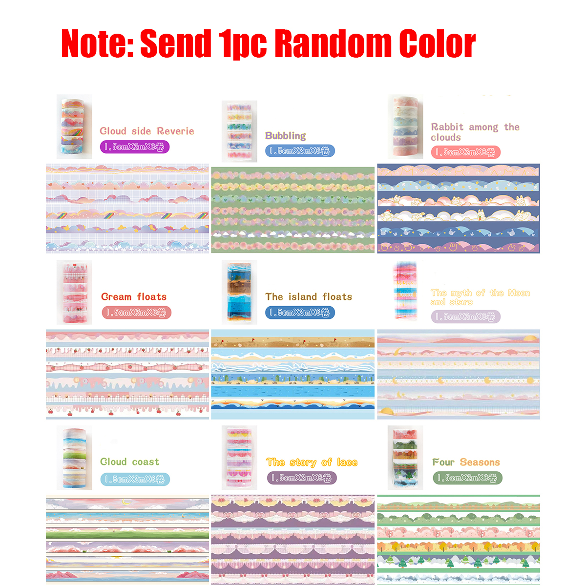 6roll/set Random Color Landsca - Washi Tape Set บทวิจารณ์และราคา