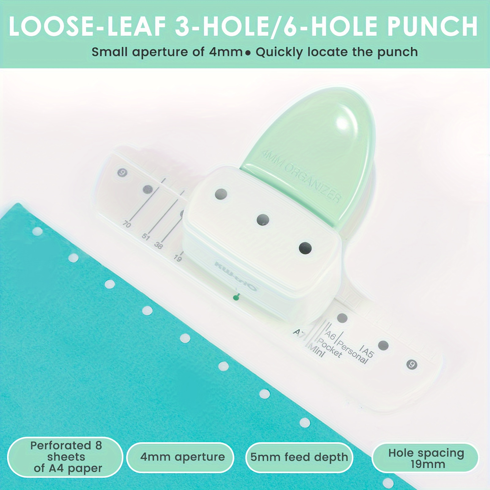 1pc Green 3-Hole Paper Punch,  - Paper Punch 3 Hole บทวิจารณ์และราคา