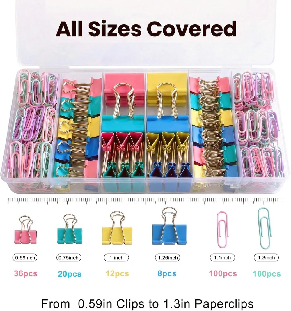 276Pcs Paper Clips and Binder  - Binder Clip Assorted บทวิจารณ์และราคา